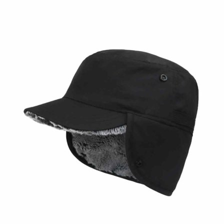 Kadethat med øreklapper - Nylonstof, fuldt foret med imiteret pels