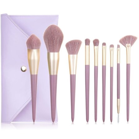 Makeupborste Set Professionell och Vardaglig Makeupborste Set, Ljus Lila Syntetisk Vegansk Borst
