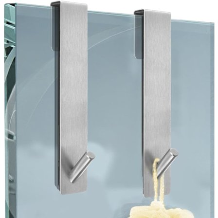 Suihkukaapin koukku, 2 kpl lasioven koukkua, ruostumattomasta teräksestä valmistettu suihkukoukku, lasioven koukkuja kylpytakkien ripustamiseen, (