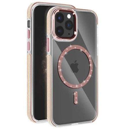 Coque MagSafe för iPhone 11 Pro Silikon Glitter Rosé Champagne