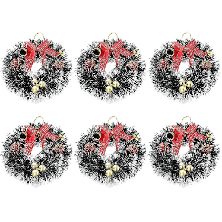 6 stk. julelysringe, små lyskranse kunstige bær snedækkede fyrrenåle lyskranse til bryllupsdekoration juleferie