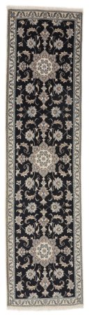 Hand Knotted Nain Rug 80X309 Wool Black/Brown Small