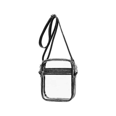 Gennemsigtig Taske Stadion Godkendt, Gennemsigtig Pung Med Justerbar Rem Til Udendørs Sport, Sort