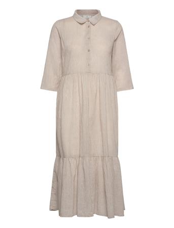 Kavivian Dress Knelang Kjole Beige Kaffe