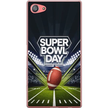 Kompatibelt Mobildeksel til Sony Xperia Z5 Compact Super Bowl Day plakat med amerikansk fotball på opplyst arena i dramatisk sportsdesign