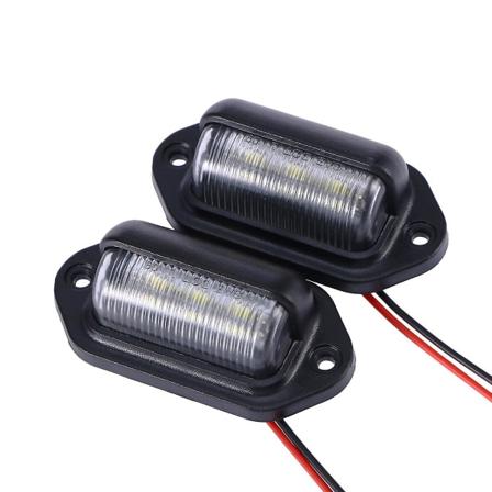 2 stk. Bil LED Nummerpladelys 12V Sidemarkerlys eller Komfort Dørtrinlys (sort)Sort Black
