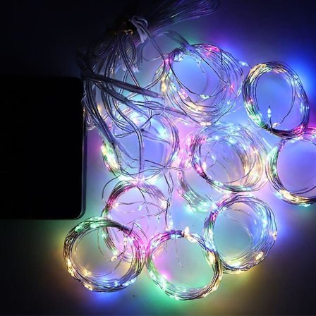 Solcelled LED-lysstreng for utendørs, fe-lys, krans, jul