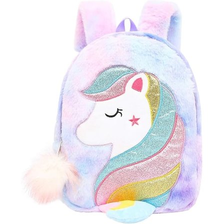 Pehmeä yksisarvinen taaperon matkakassi prinsessa pehmoreppu - violetti