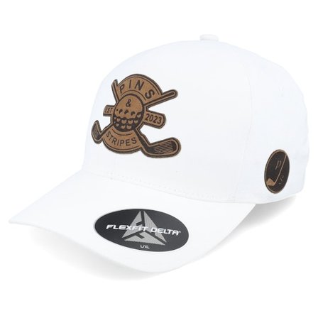 Pins & Stripes - Bianco flexfit Cappellino - Pins & Stripes Engraved Logo White Delta Flexfit @ Hatstore