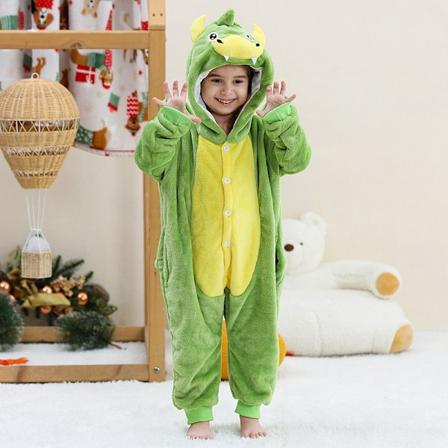 Unisex børne jumpsuit Pludset Kostume med Hat og Hale til Klæd-ud Rolleleg Halloween til Party Favors Dinosaur romper 【115-125CM】
