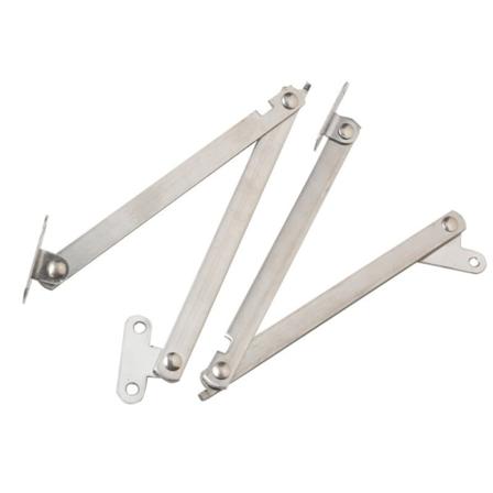 Pakke med 2 rustfrie stål skapklaffhengsler med 8 skruer og 1 skrutrekker klaffstøttehengsler for hjem, møbler, kister