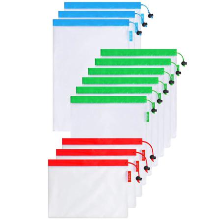 12x Återanvändbara Frukt- Och Grönsakspåsar Vit