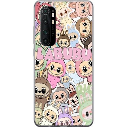 Yhteensopiva Puhelinkuori Xiaomi Mi Note 10 Lite Ruusunpunainen kawaii-kompositio, jossa on söpöjä piirrettyjä hahmoja ja pehmeitä muotoja