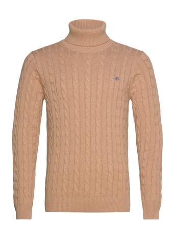 Cotton Cable Turtle Neck Tops Knitwear Turtlenecks Beige GANT