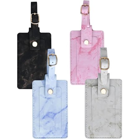 4 stk. (Pink&Black&Blue&Grey) Bagagemærker, Rejselæder Bagagemærker