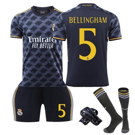 Real Madrid udebanebørnefodboldsæt med sokker og beskyttelsesudstyr 23/24 sæson 5 BELLINGHAM Children's size18