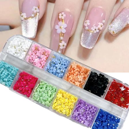 Mini Resin 3D Flowers for Nail Decoration 100-1000pcs 3D Flower Nail Charms with Caviar Bead for Acrylic Nail Flowers Nail Decal