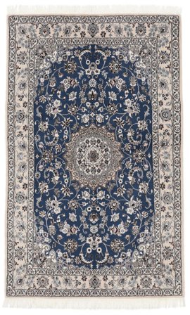 Nain Fine 9La Matta 130X203 Svart/Mörkgrå Ull, Persien/Iran Carpetvista