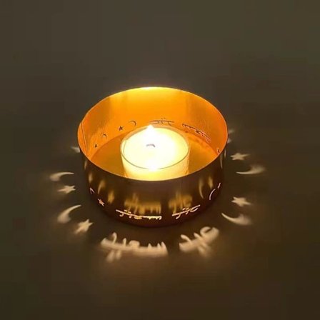 Eid Mubarak Gyllene Metall Ljusstake Ljusstake 6 6