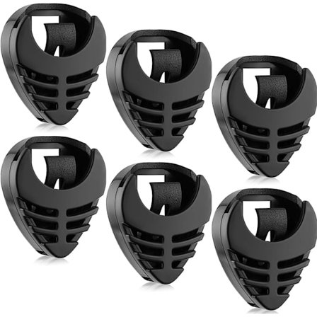 6 st självhäftande plektrumhållare i svart plast, plektrumhållare för gitarr, enkel att fästa på gitarr med klistertillbehör
