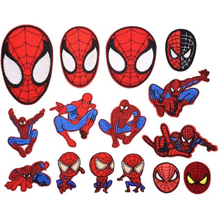 Strykejern-på-lapp 15 stykker Strykejern-på-lapper Spider Man Broderte lapper for DIY Tilpasse klær T-skjorte Jeans Ryggsekk Barnejakke