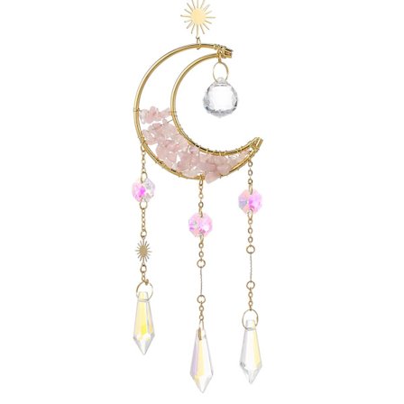 Hængende månelys fanger vindue hjem soveværelse have glas lys fanger (34.00X6.00X1.80CM, pink)