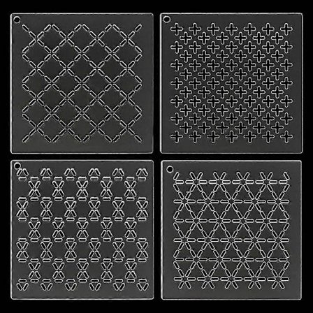 DIY 4 kpl Akryyli Sashiko Sapluuna Risti Akryyli Kirjontatyökalu Piirustusviiva Malli Käsiompeluun ja Kirjontaan 2,5 mm Paksu
