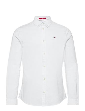 Tjm Slim Stretch Oxford Shirt Skjorte Casual Hvid Tommy Jeans