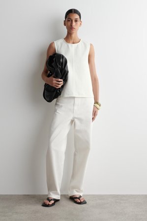 COS Women's Top In Denim Senza Maniche in Bianco