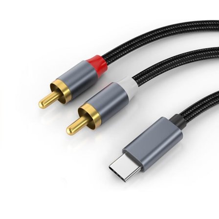INF USB-C - 2x RCA stereoäänikaapeli Harmaa 1,2 m Harmaa 1,2 m