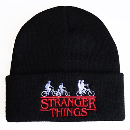 Stranger Things: Alfabet Broderad Stickad Mössa, Stickad Mössa, Stickad Mössa, Huvmössa ST Cykling Svart justerbar