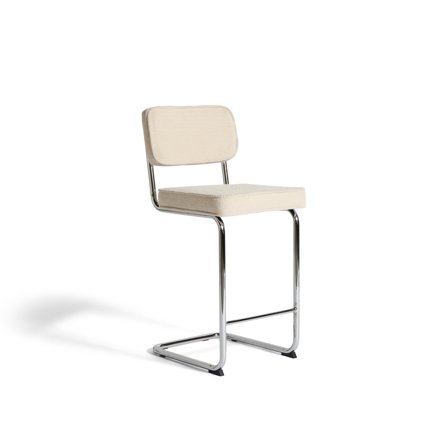 Rupert Creme Chenille Barstol: Elegant siddekomfort, kromfarvede metalben, 45x52,5x97cm - Maks. belastning 110 kg, perfekt til spiseområdet