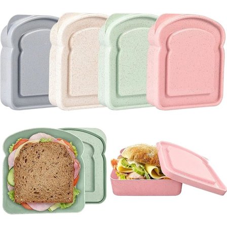 Smörgåslådor Smörgåslådor för matlådor Plast Toastform Matförvaring Smörgåslåda med lock, BPA-fri och återanvändbar, Mikrovågsugn & Dis