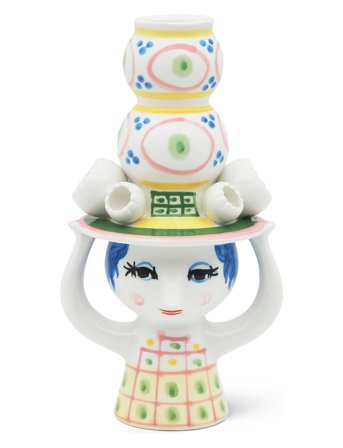 Bjørn Wiinblad Lady With Hat Lysestage H16 Cm Pink - Pink - 16 cm