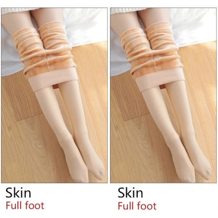 ATHVOTAR Varme Vintertights Dame Elastiske Smale Fleece Tights Fløyel Tykke Tights Høy Midje Sexy Strømpebukser Kvinner Hud Full 2set-FA11- Ski...