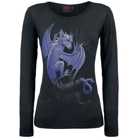 Spiral Pocket Dragon Dam Långärmad t-shirt svart