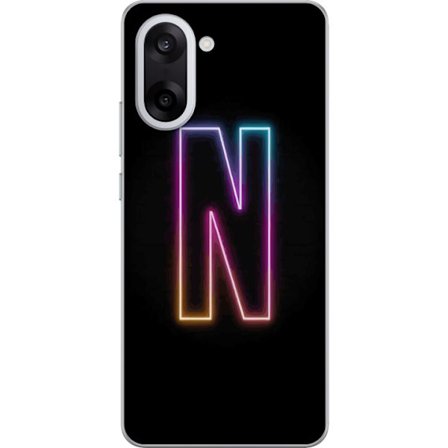 Kompatibel Mobilcover til OnePlus OnePlus Nord CE5 Minimalistisk neonbogstav N i farveskiftende lys mod sort baggrund