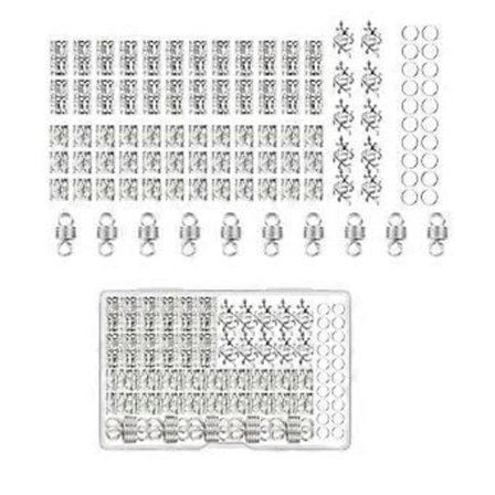 /EA/100 stk. Metal Hårpyntssæt Elektropletteret Udhulet Design Dreadlock Perler Til Kreativ Hårstyling Sølv Sølv