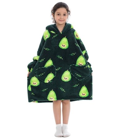 Barne Oversized Hoodie Hjem Myk Varm Flanell Søt Tegneserie Trykk Lang Ermet Genser Nattøy Fri Størrelse