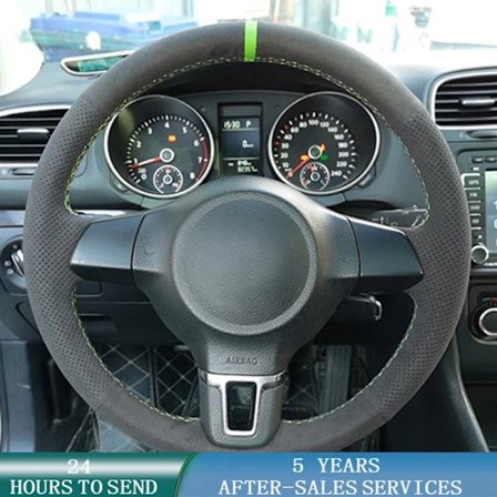 Anpassat bilrattöverdrag mockaläder fläta biltillbehör för kompatibel med volkswagen golf 6 mk6 polo mk5 2010 2011 2012 2013