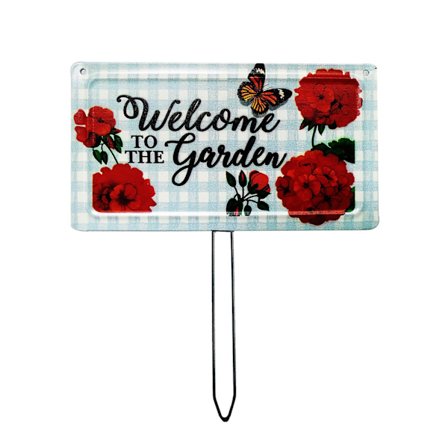Velkommen til hagen Smijern skilt Metall for sommerfugl Jordstake for utendørs hage gårdsplass sti dekorasjon Guide forsyninger