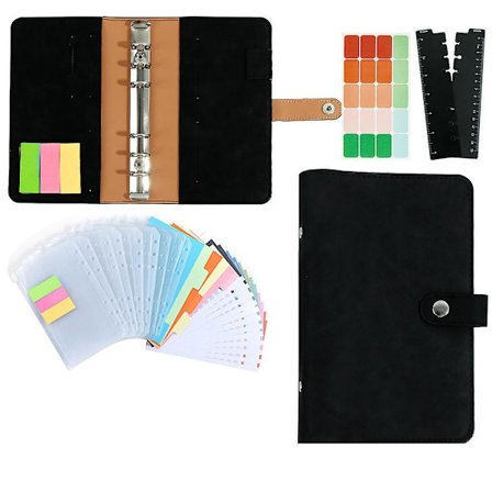 Budgetpärm PU-läder 6-ring anteckningsbok