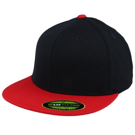 Flexfit - Sort fitted Kasket - Premium 210 2-Tone Black/Red Fitted @ Hatstore
