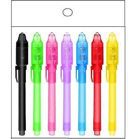 Hemmelig penn med UV-lys, usynlig skrift, spion usynlige UV-penner detektiv bursdagsfest tilbehør festposefyll for gutt jente barn