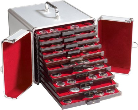 Aluminium møntkuffert til 10 møntbokse - Leuchtturm