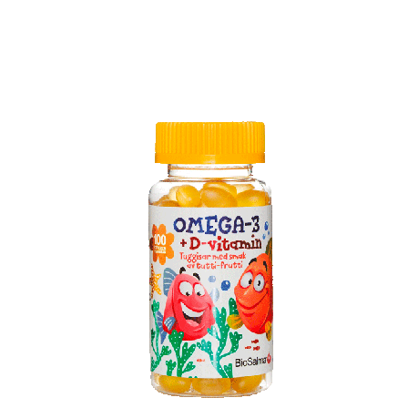 BioSalma Omega-3 + Vitamin D Barn 100 Tyggetabletter