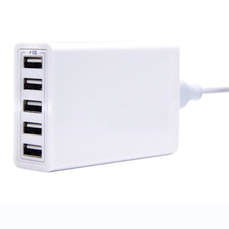 40w USB-oplader, 5-ports multi USB, opladningshub med intelligent