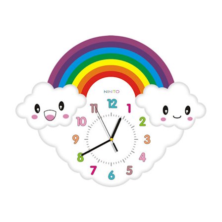 22 tommers tegneserie søt regnbue stum veggklokke for barnerom
