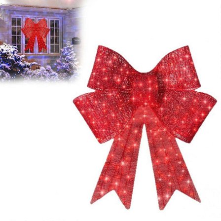 LED Julebelysning Sløyfe Utendørs Ferdigbelyst Rødt Bånd for Juledekorasjon Dør[D]