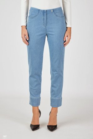 Robell - Bella Jeans - Hav Blå - Straight Fit / Elastik i Taljen
